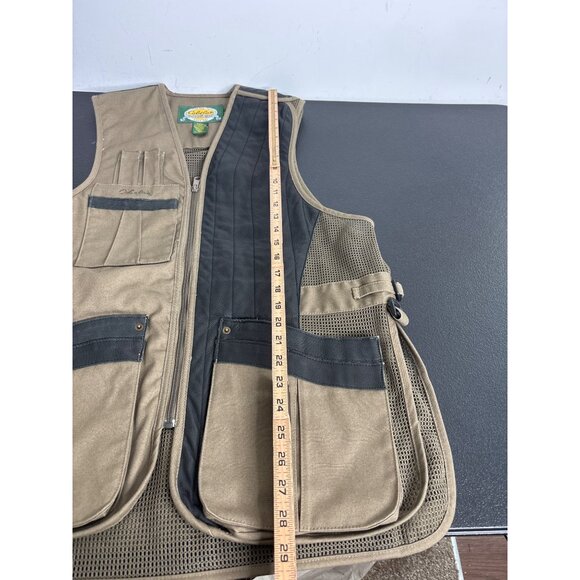 Cabela's Men's Tan Canvas & Brown Leather & Mesh Hunting Vest Size M - Picture 10 of 12